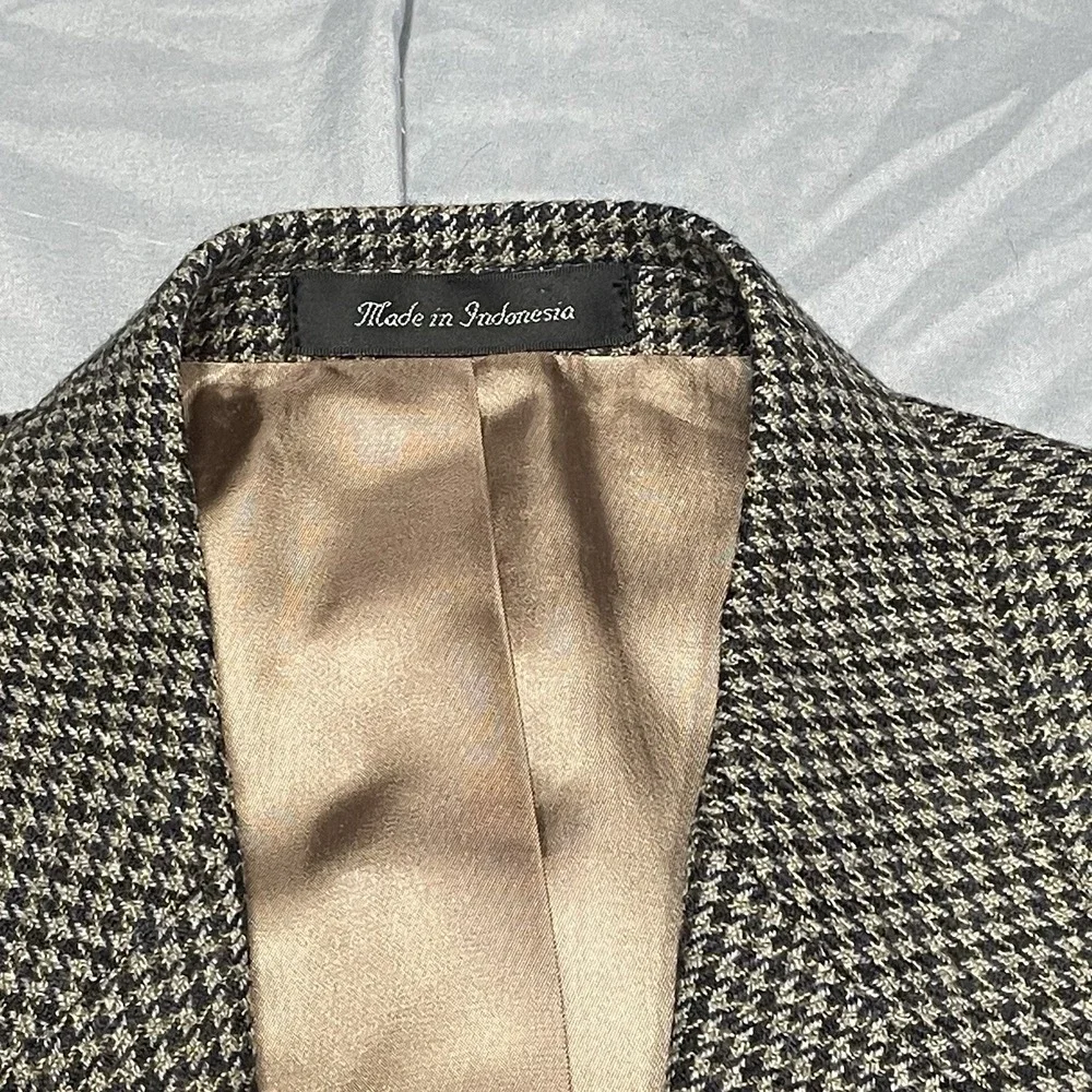 Chaps Men's Blazer Jacket SportsCoat Houndstooth 100% Lambswool Size 42R‎